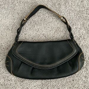 COLE HAAN Leather Black Handbag small purse Stitching Village SP06 Lined